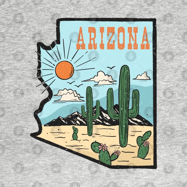 Arizona State Retro Vintage Camping Cactus by PUFFYP